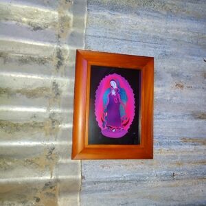 80's Grid Lady Of Guadalupe Framed Art Print Mexican Futuristic Folk Art